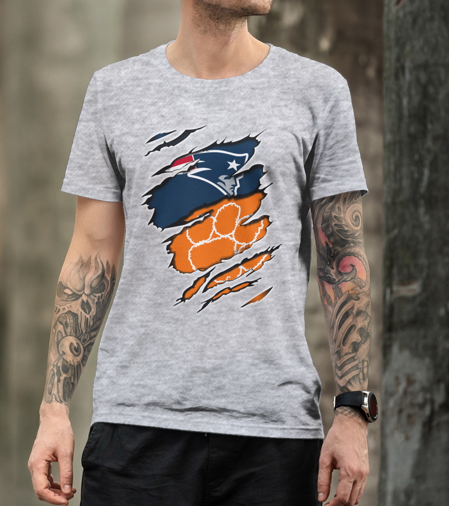 Patriots Clemson Tiger Paw Logo Fusion T-Shirt