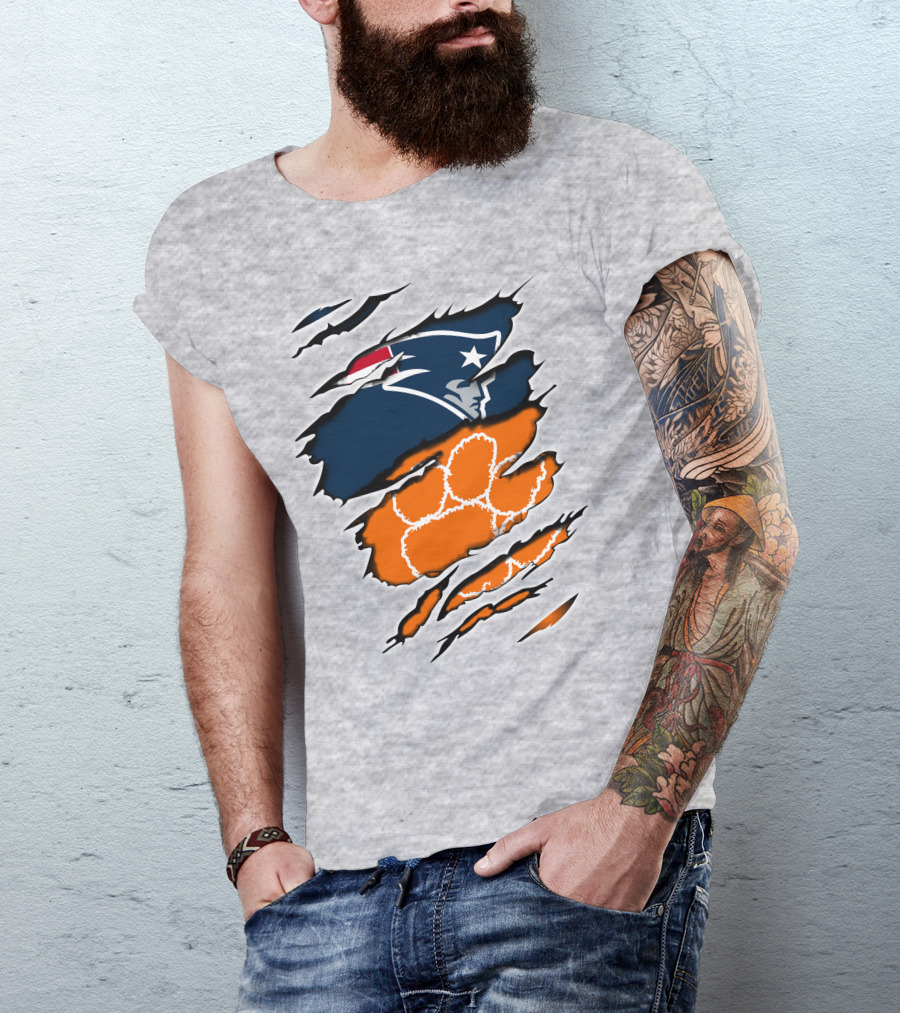 Patriots Clemson Tiger Paw Logo Fusion T-Shirt