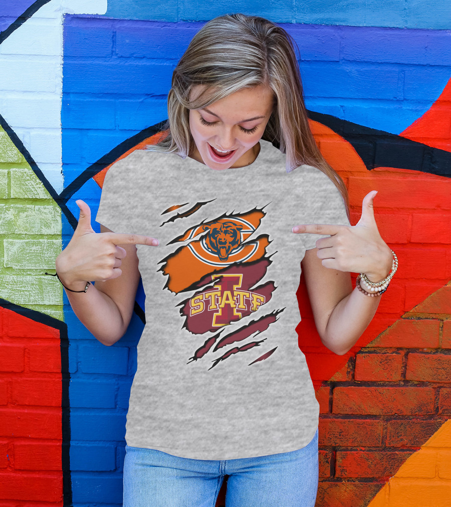 Chicago Bears Iowa State Cyclones Torn Claw T-Shirt