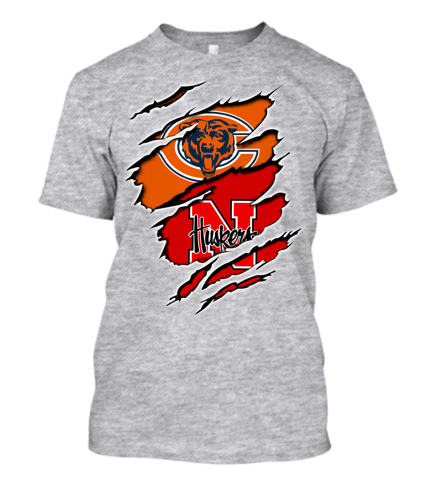 Chicago Bears Nebraska Cornhuskers Logo Claw Marks T-Shirt