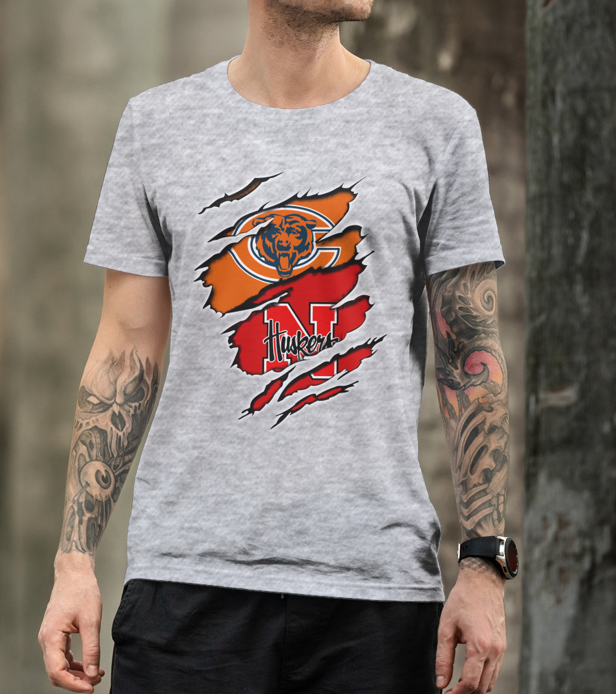 Chicago Bears Nebraska Cornhuskers Logo Claw Marks T-Shirt
