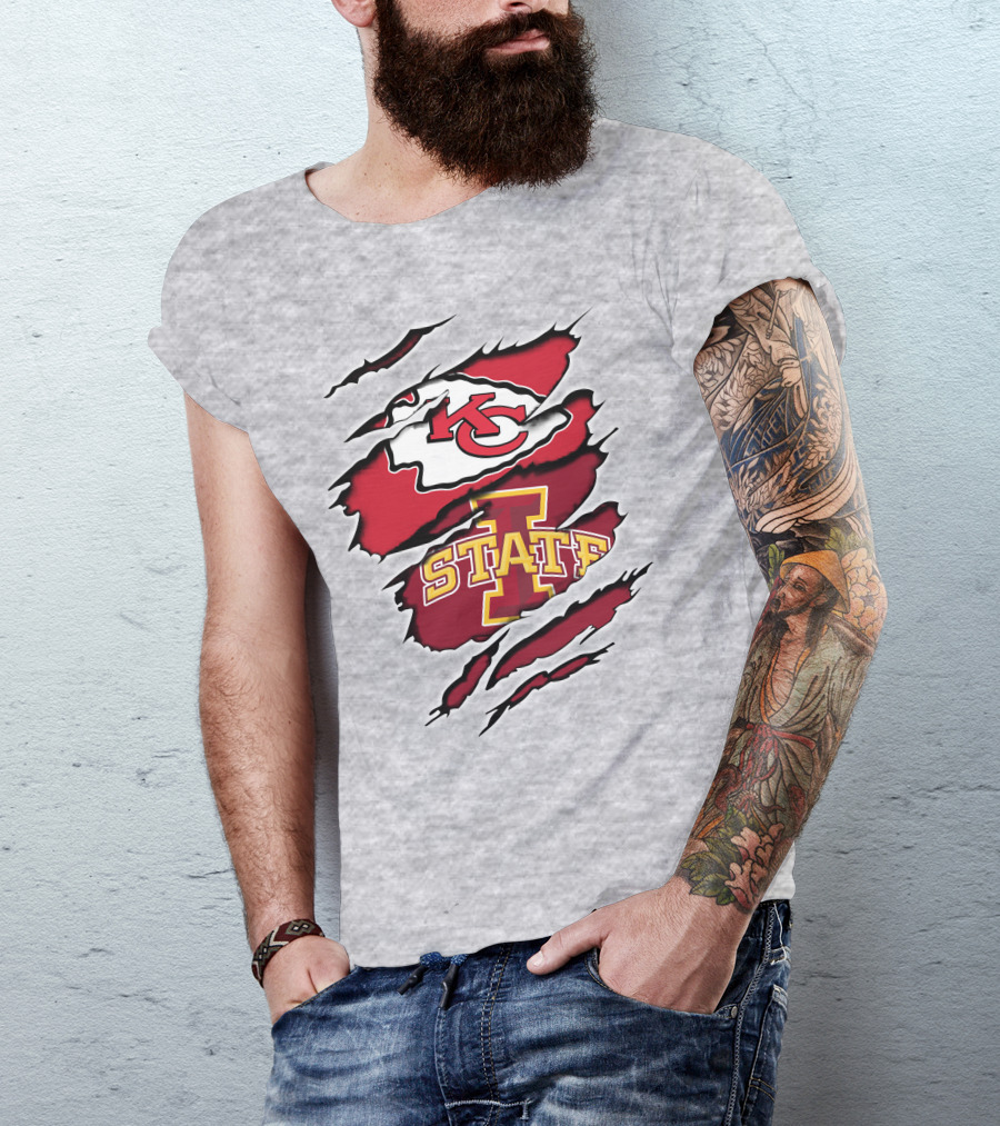 Chiefs Iowa State Kc Cyclones Logo Fusion Vintage Style T-Shirt
