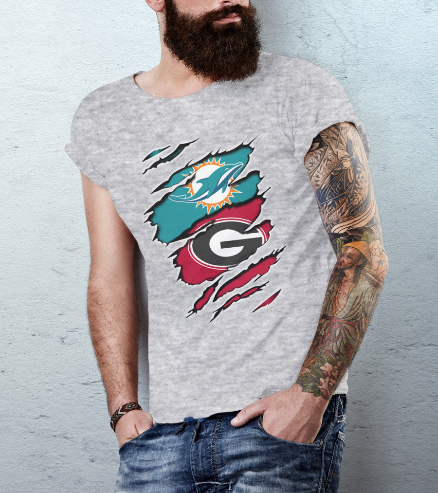 Miami Dolphins Georgia Bulldogs Fan T-Shirt