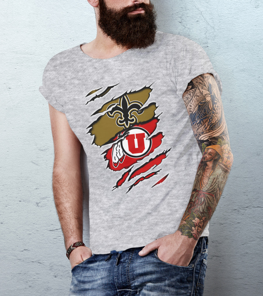 New Orleans Saints Utah Utes Fusion Fan Gear T-Shirt