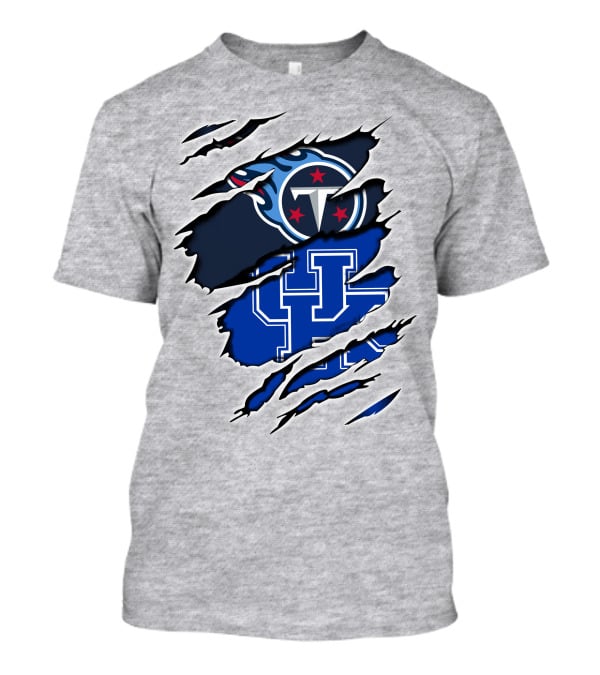Tennessee Titans And Kentucky Wildcats Logo Fusion T-Shirt