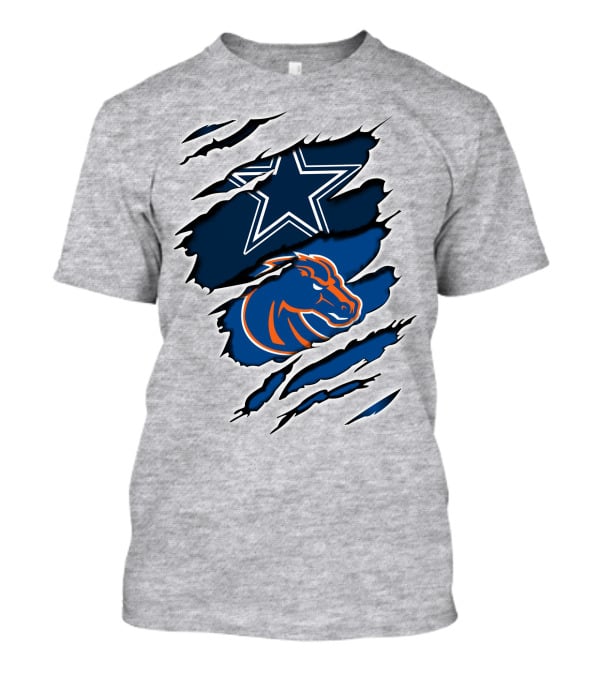 Dallas Cowboys Boise State Broncos Star Horse Ripped T-Shirt