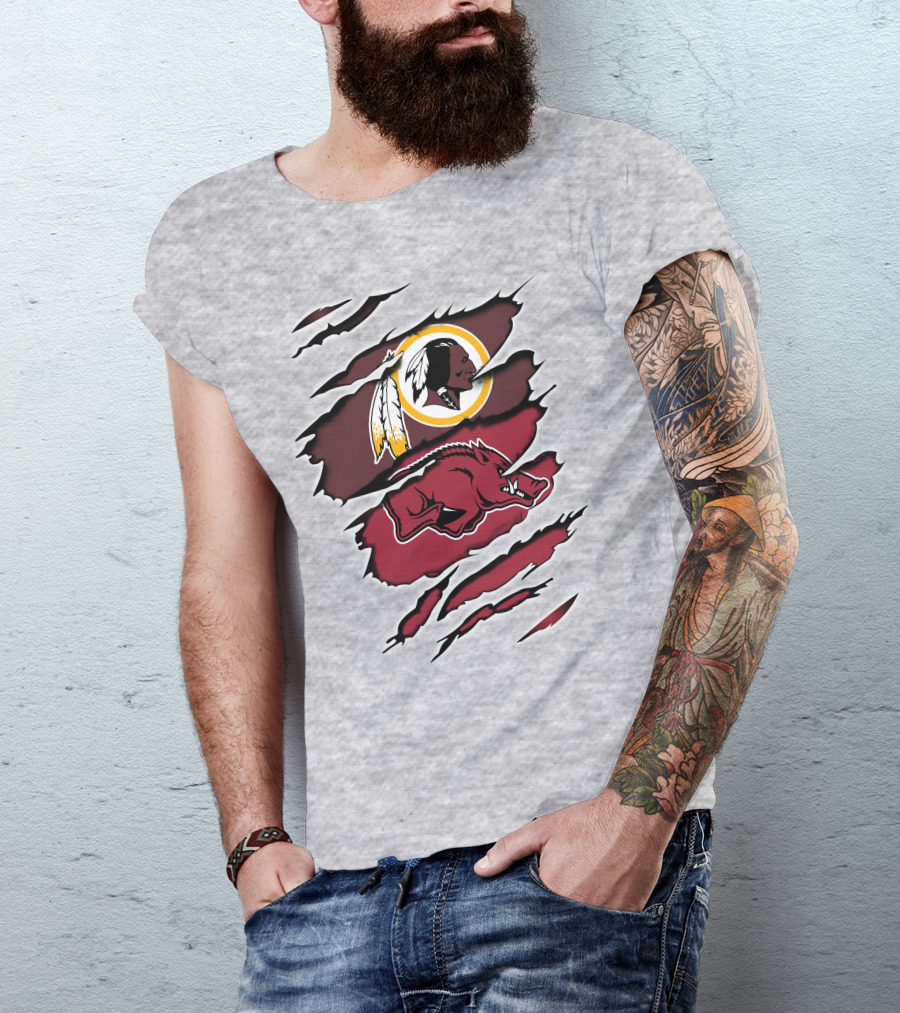 Redskins And Arkansas Razorbacks Claw T-Shirt