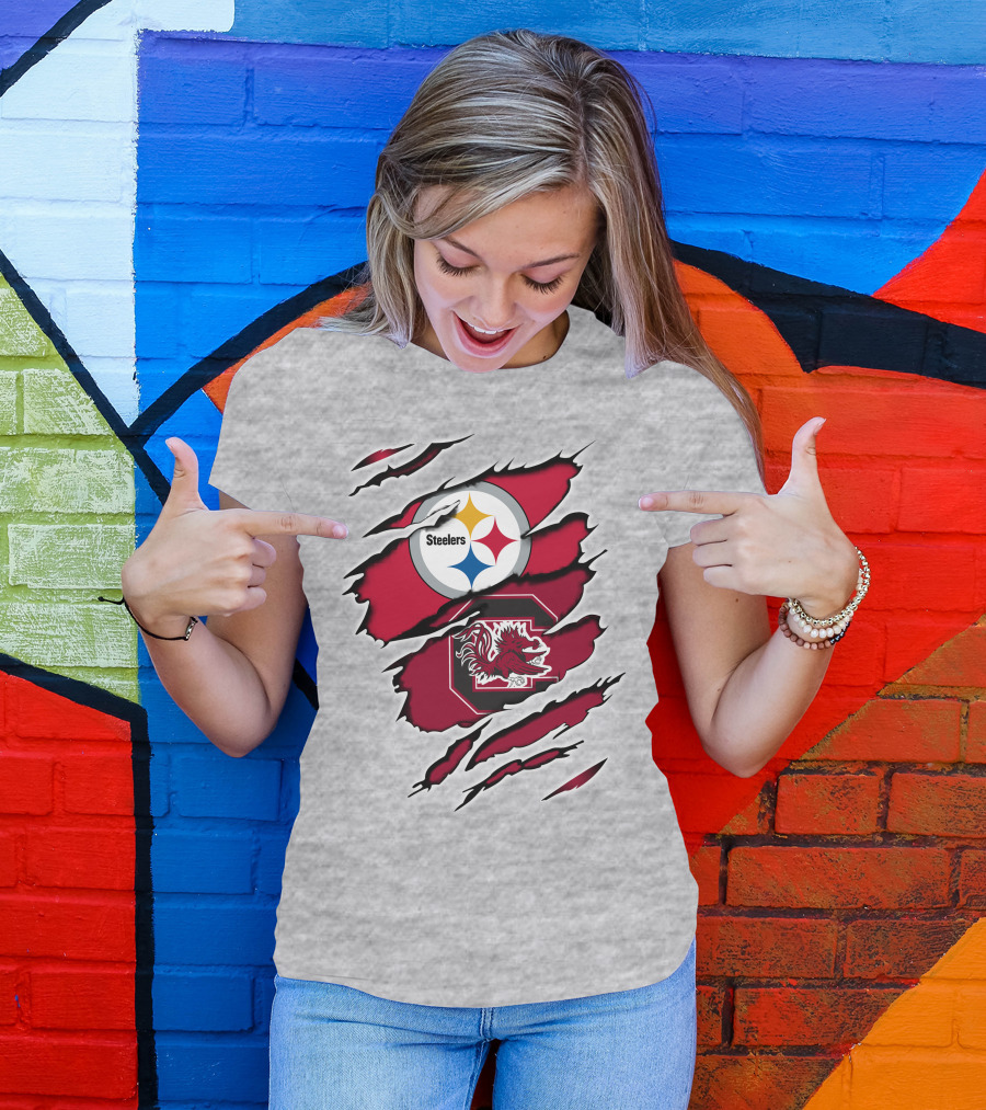 Steelers Gamecocks Ripped T-Shirt