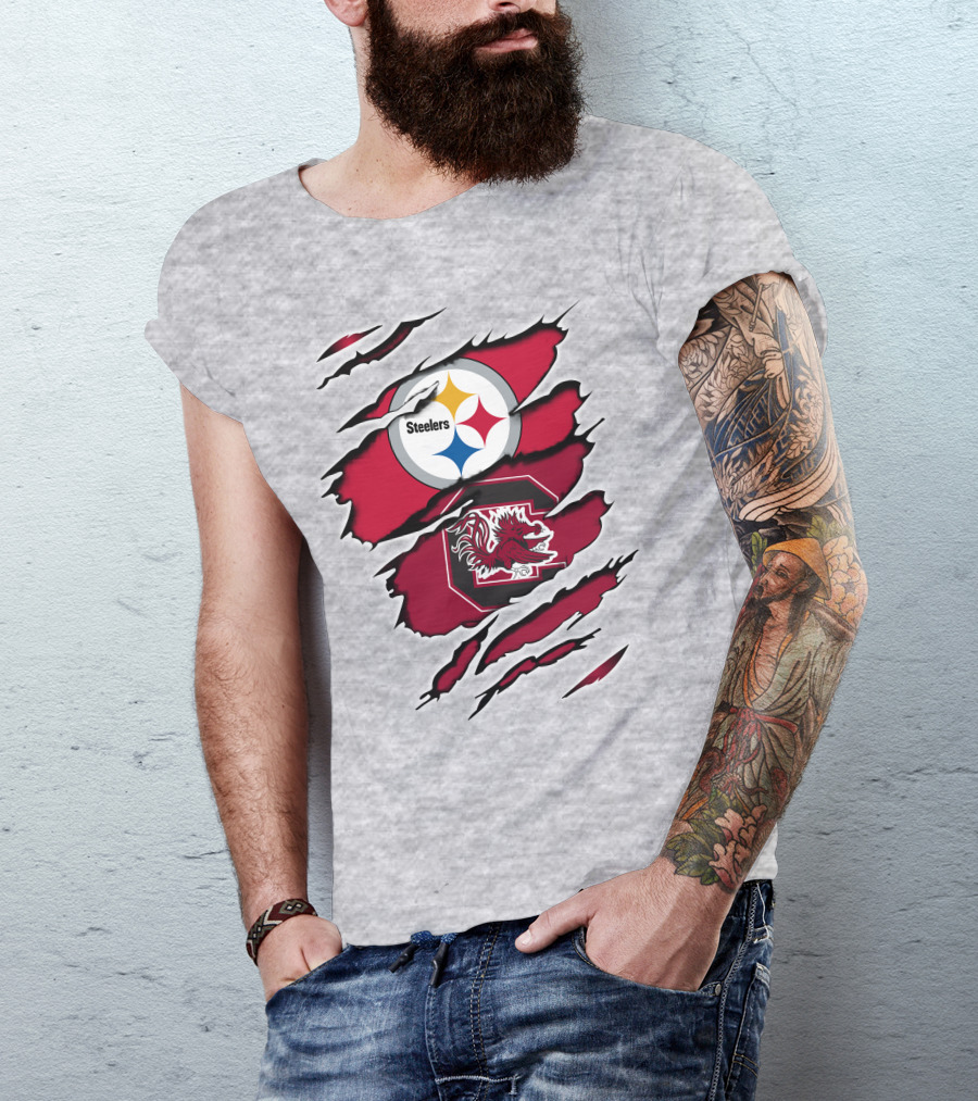Steelers Gamecocks Ripped T-Shirt