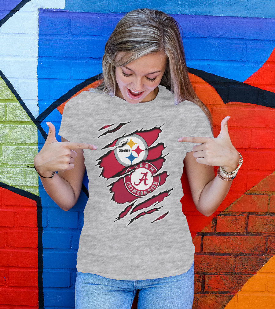 Steelers Alabama Crimson Tide Fan Logo Collaboration T-Shirt
