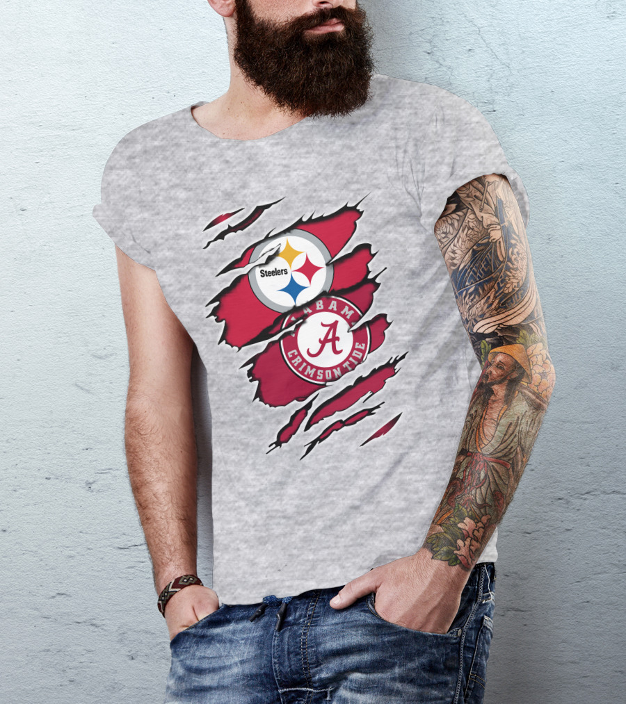 Steelers Alabama Crimson Tide Fan Logo Collaboration T-Shirt