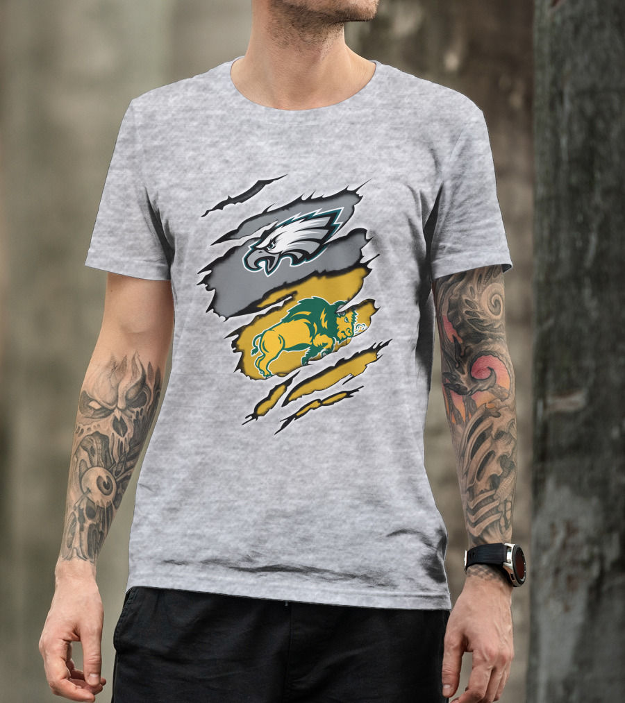 Eagles Dakota Bison Football Fusion Ripped Claw T-Shirt