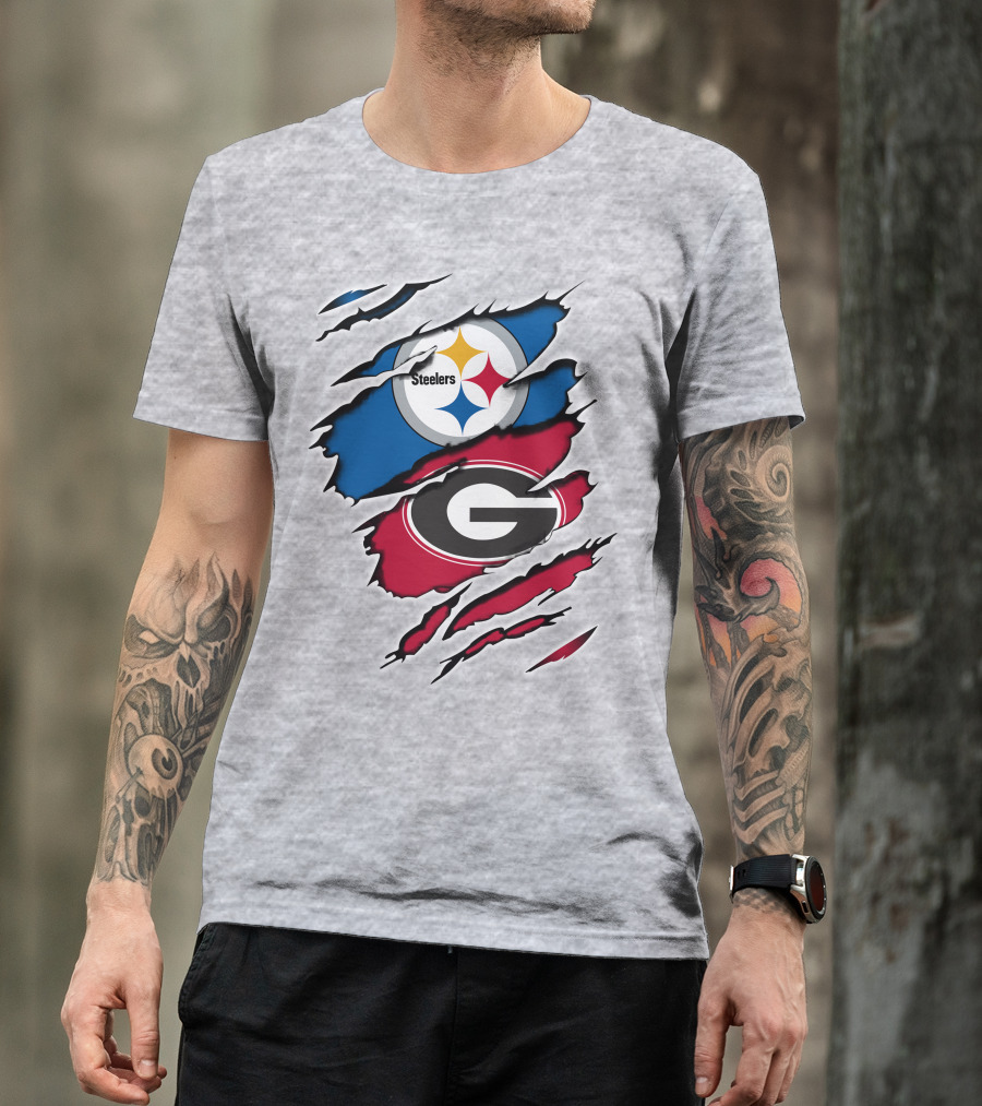 Steelers Georgia Bulldogs Fan Crossover T-Shirt