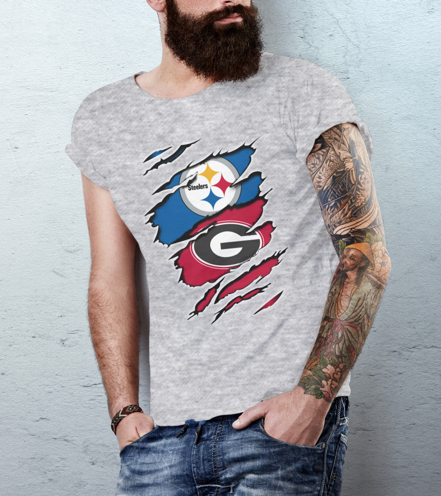 Steelers Georgia Bulldogs Fan Crossover T-Shirt