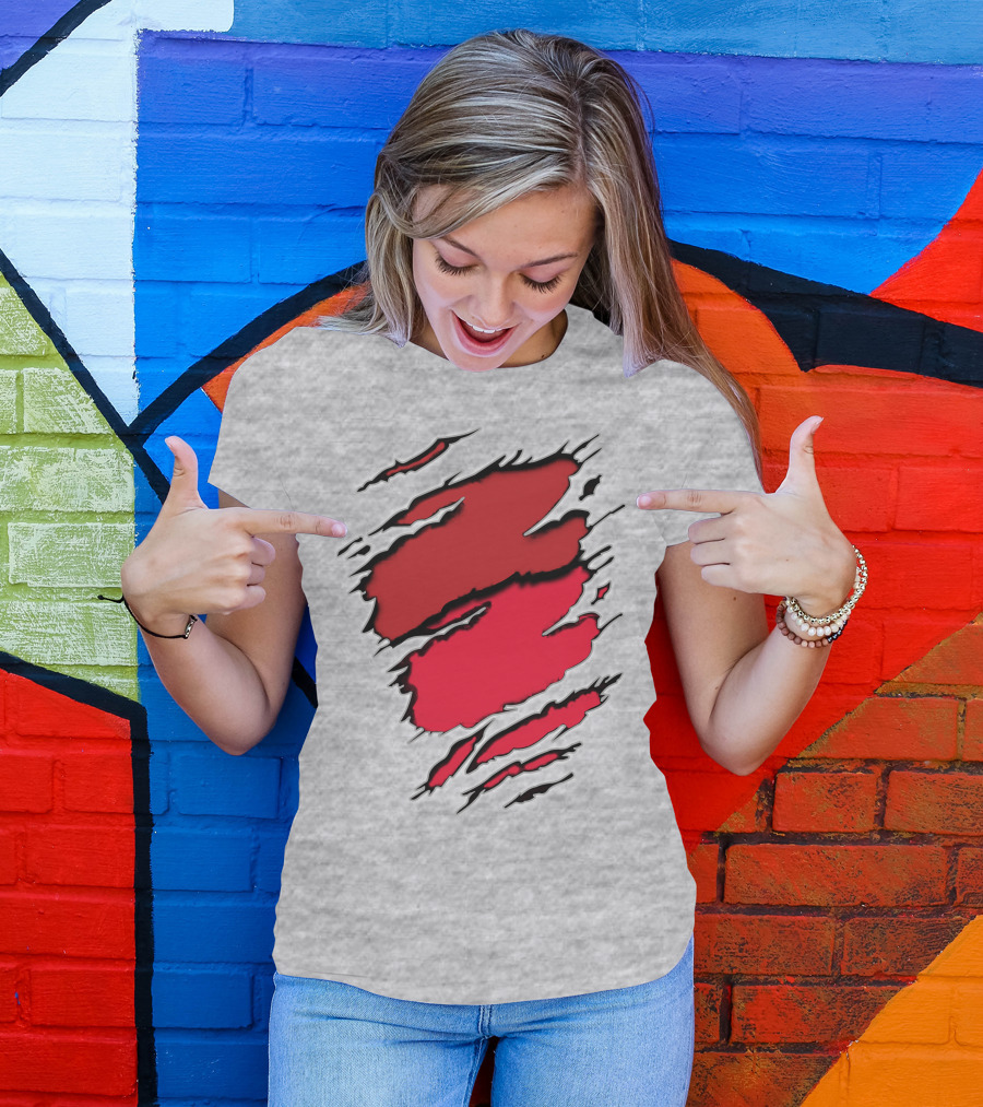 Chi Town Claw Marks Red And Grey T-Shirt