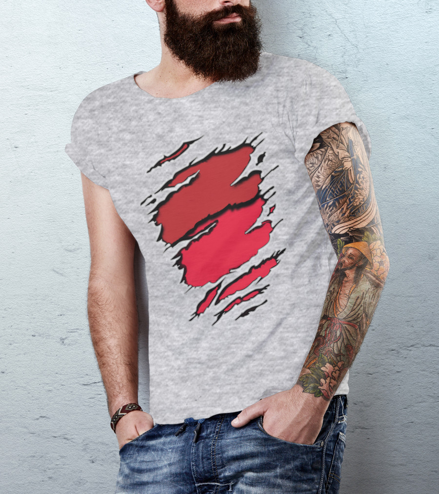 Chi Town Claw Marks Red And Grey T-Shirt