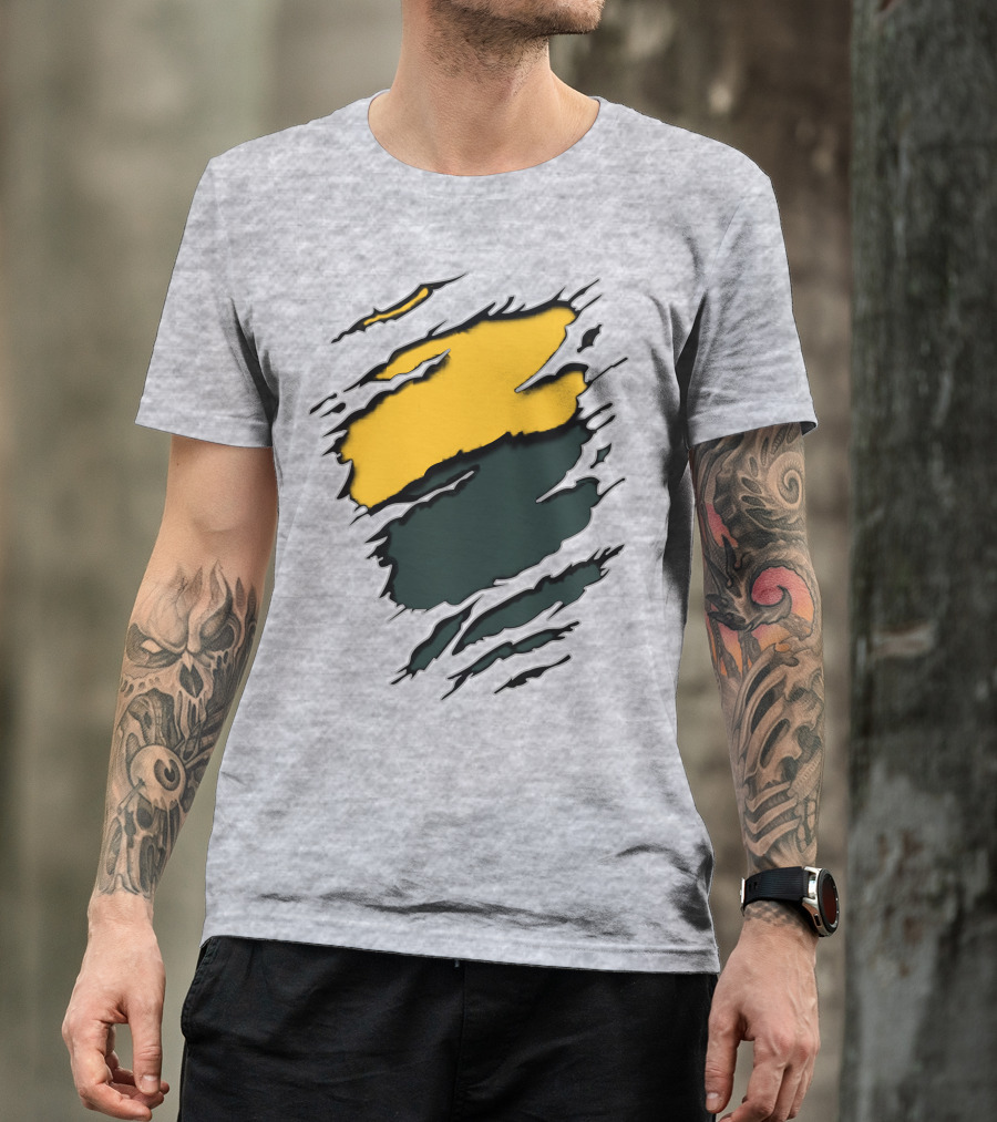 Pira Packes Green And Gold Warrior Claw Marks T-Shirt