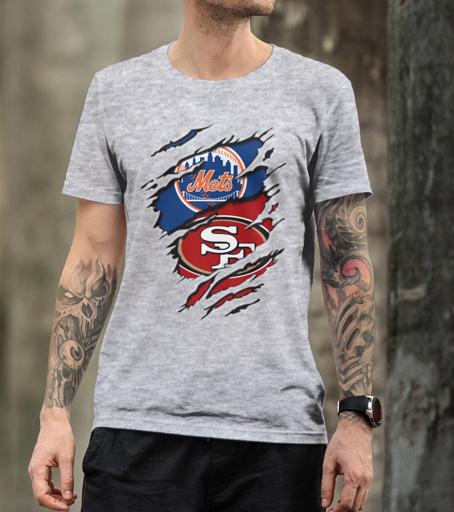 49ers Sf Mets City Skyline Football Baseball Crossover T-Shirt