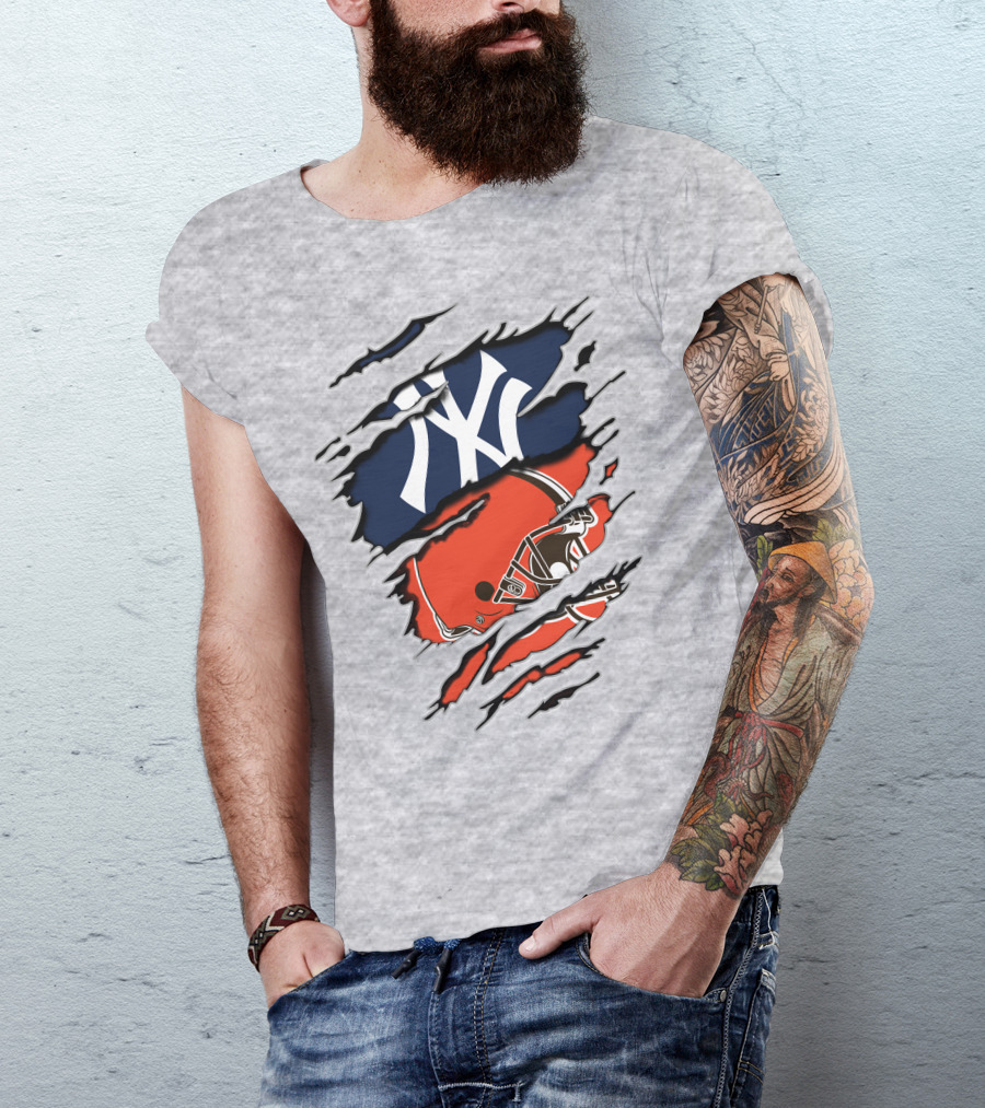 Yankees Browns Football Helmet Fusion T-Shirt