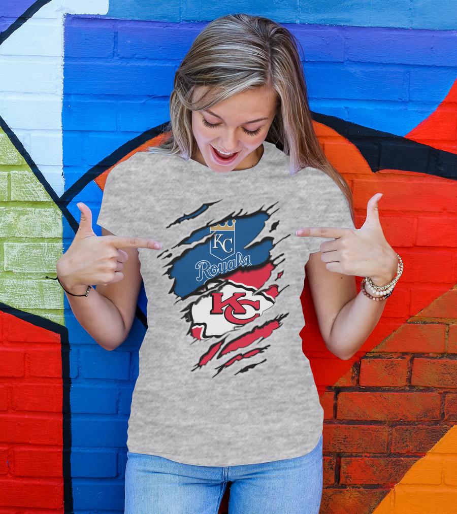 Kansas City Chiefs Royals Kc Logo Fusion T-Shirt