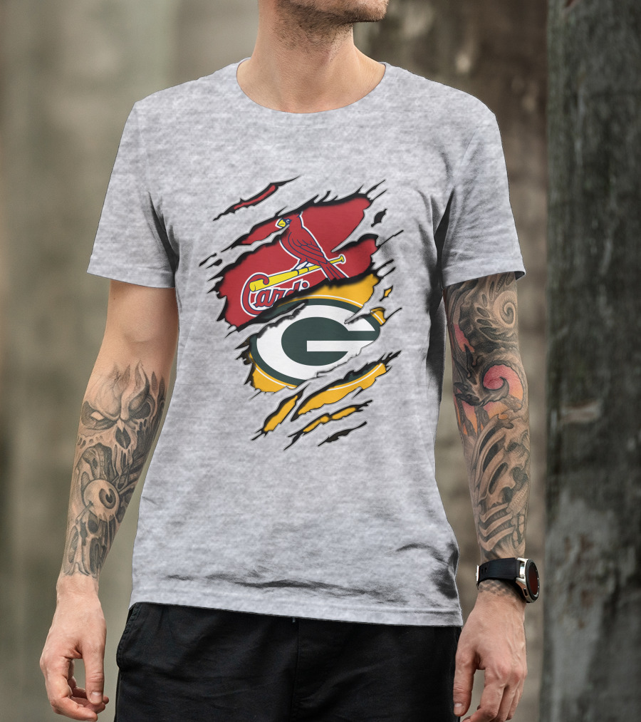 Green Bay Packers Arizona Cardinals Baseball Football Logo Mashup T-Shirt