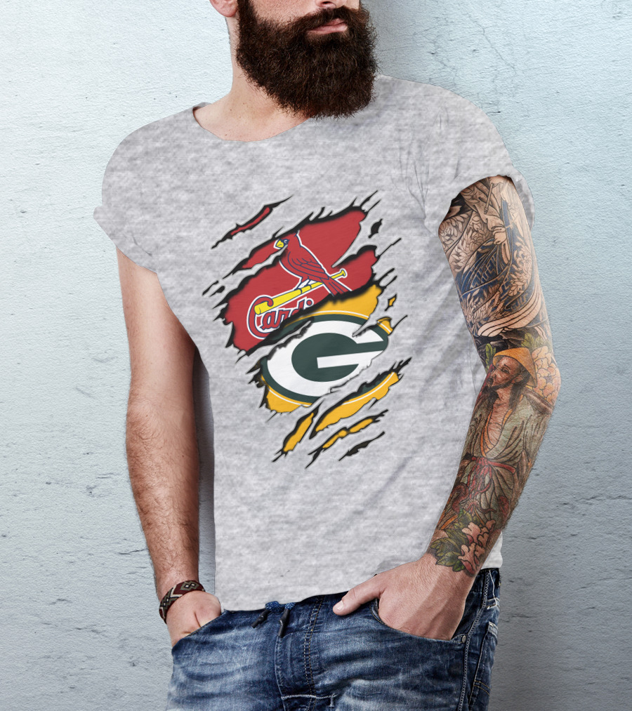 Green Bay Packers Arizona Cardinals Baseball Football Logo Mashup T-Shirt