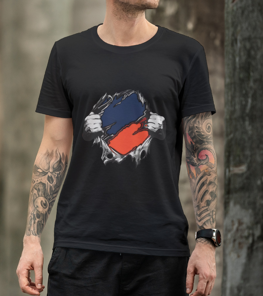 Bro Yan Blue Orange Ripped T-Shirt