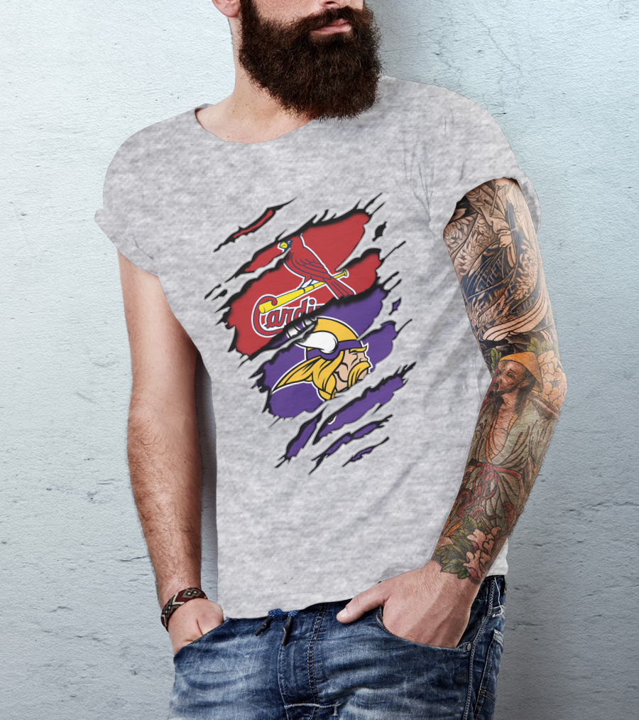 Minnesota Vikings And St. Louis Cardinals Crossover T-Shirt