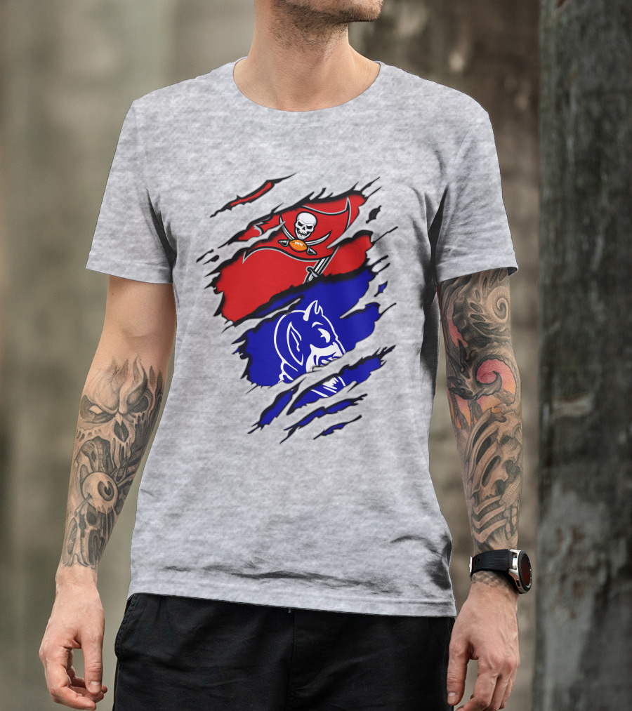 Buccaneers Duke Pirate Flag And Blue Devil Fusion T-Shirt