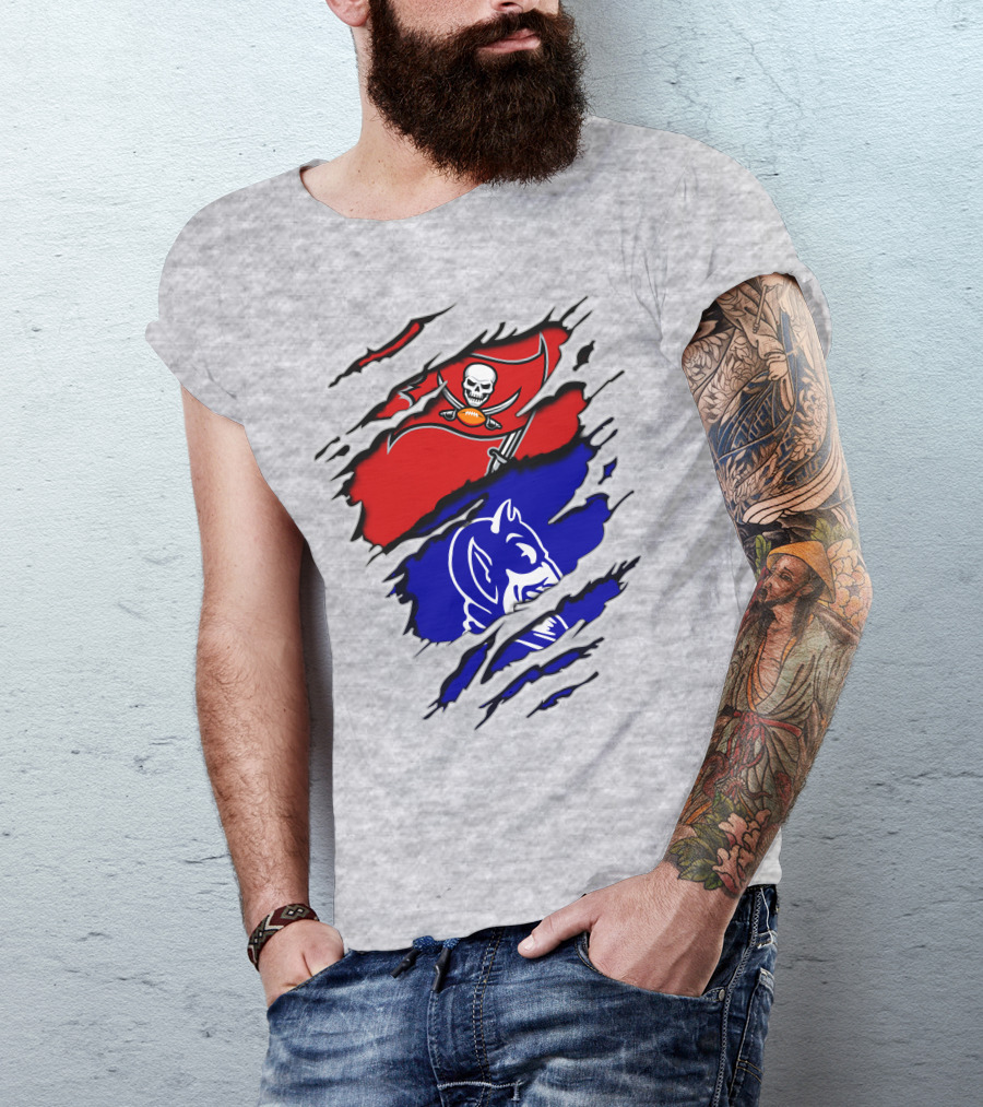 Buccaneers Duke Pirate Flag And Blue Devil Fusion T-Shirt