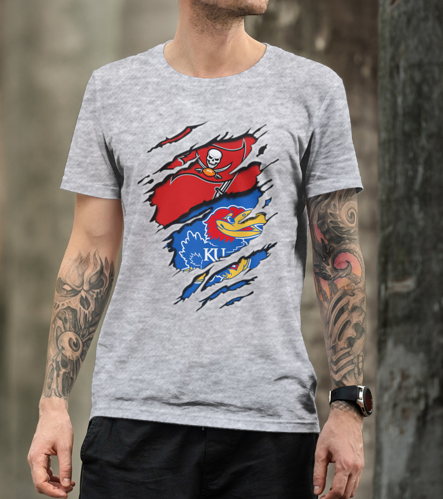 Buccaneers Jayhawks KU Rip Torn Gray T-Shirt