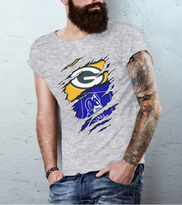 Green Bay Packers Duke Blue Devils Fusion T-Shirt