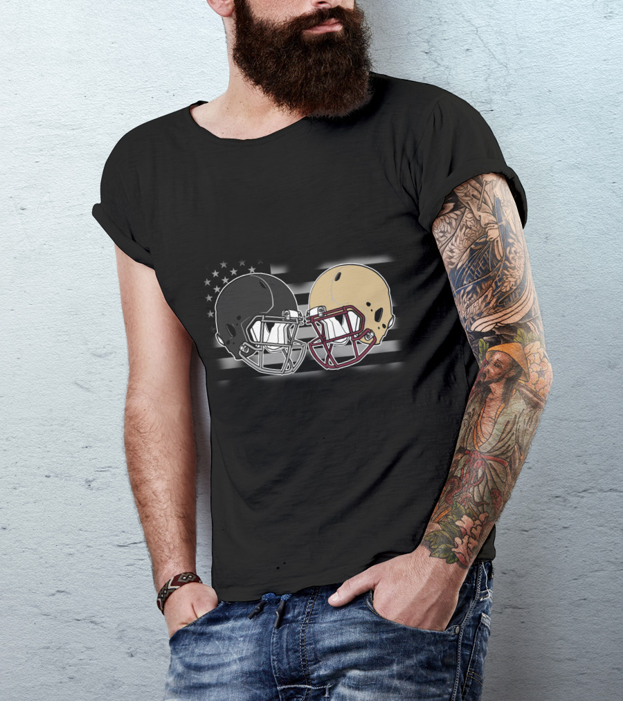 Bucca Semi American Football Helmets Flag T-Shirt