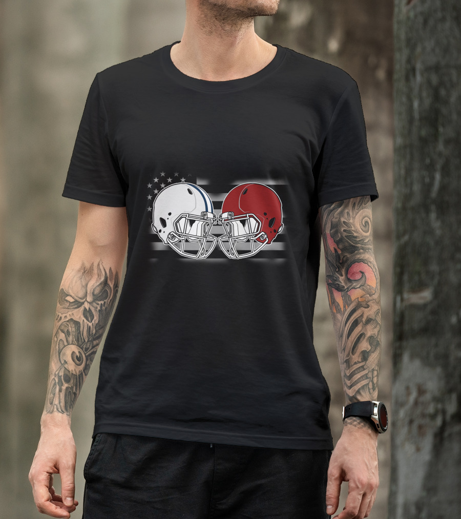 Co Ala Rivalry Football Helmets American Flag Background T-Shirt