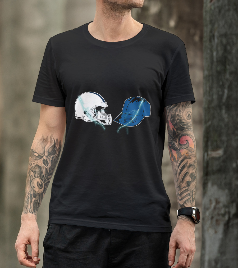 Football Helmet Cap Lightning Showdown T-Shirt