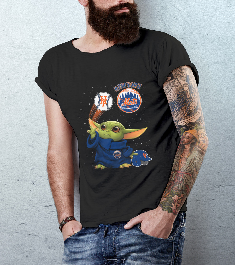New York Mets Baby Yoda Baseball Star Wars Fans T-Shirt