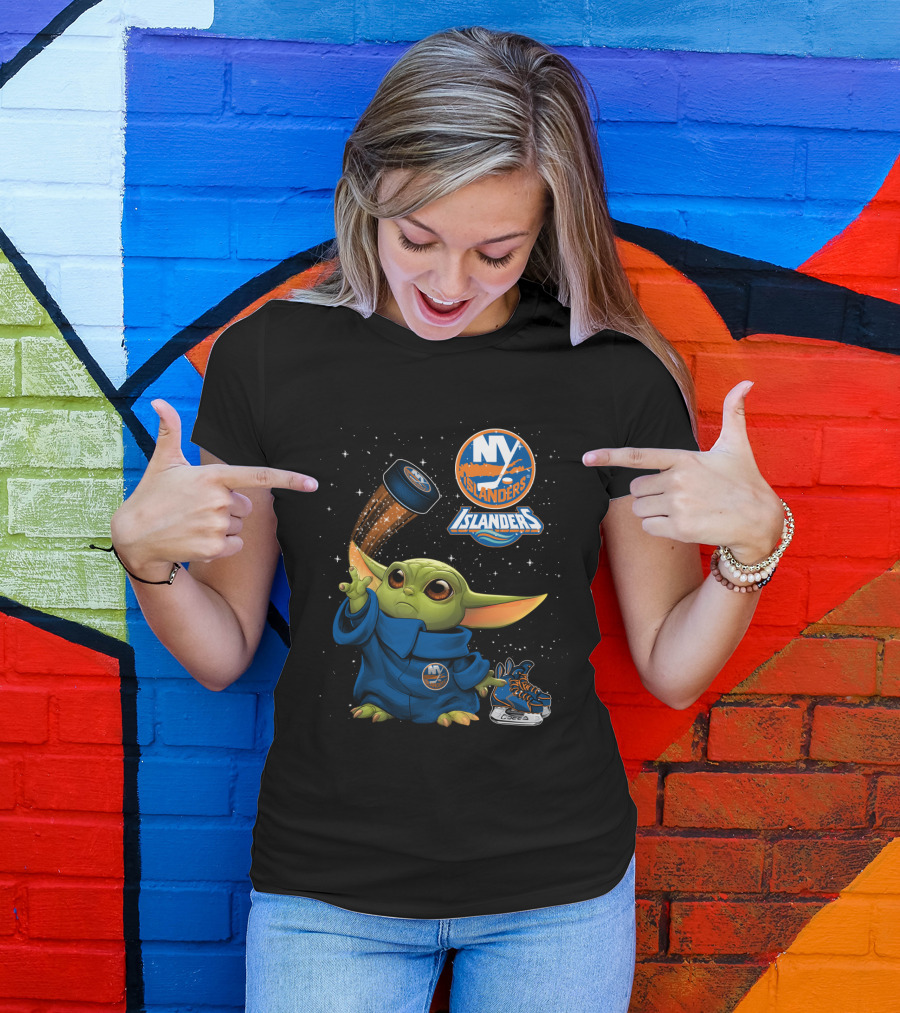NY Islanders Baby Yoda Hockey Puck Magic T-Shirt