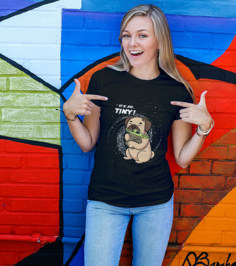 IT'S SO TINY Pug Baby Yoda Hugging T-Shirt