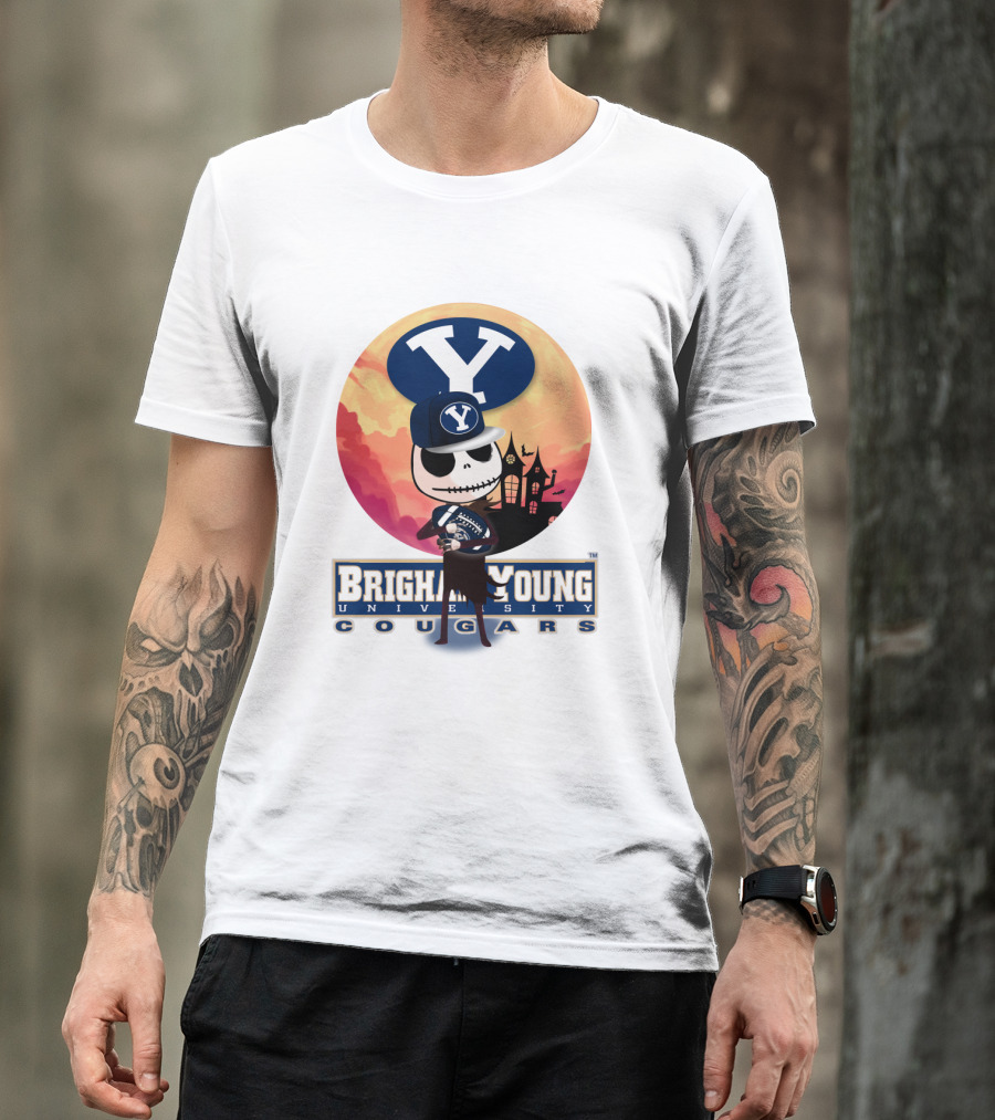 Brigham Young University Cougars Skeleton Halloween Football T-Shirt