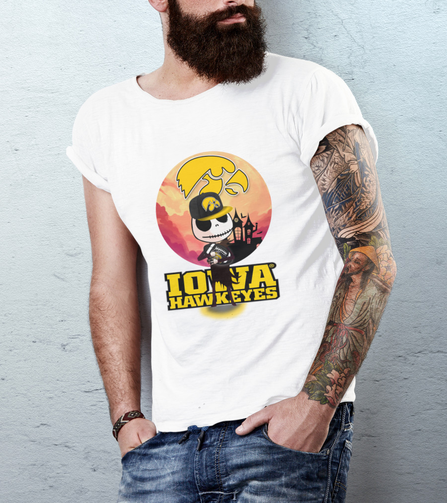 Iowa Hawkeyes Halloween Skull T-Shirt
