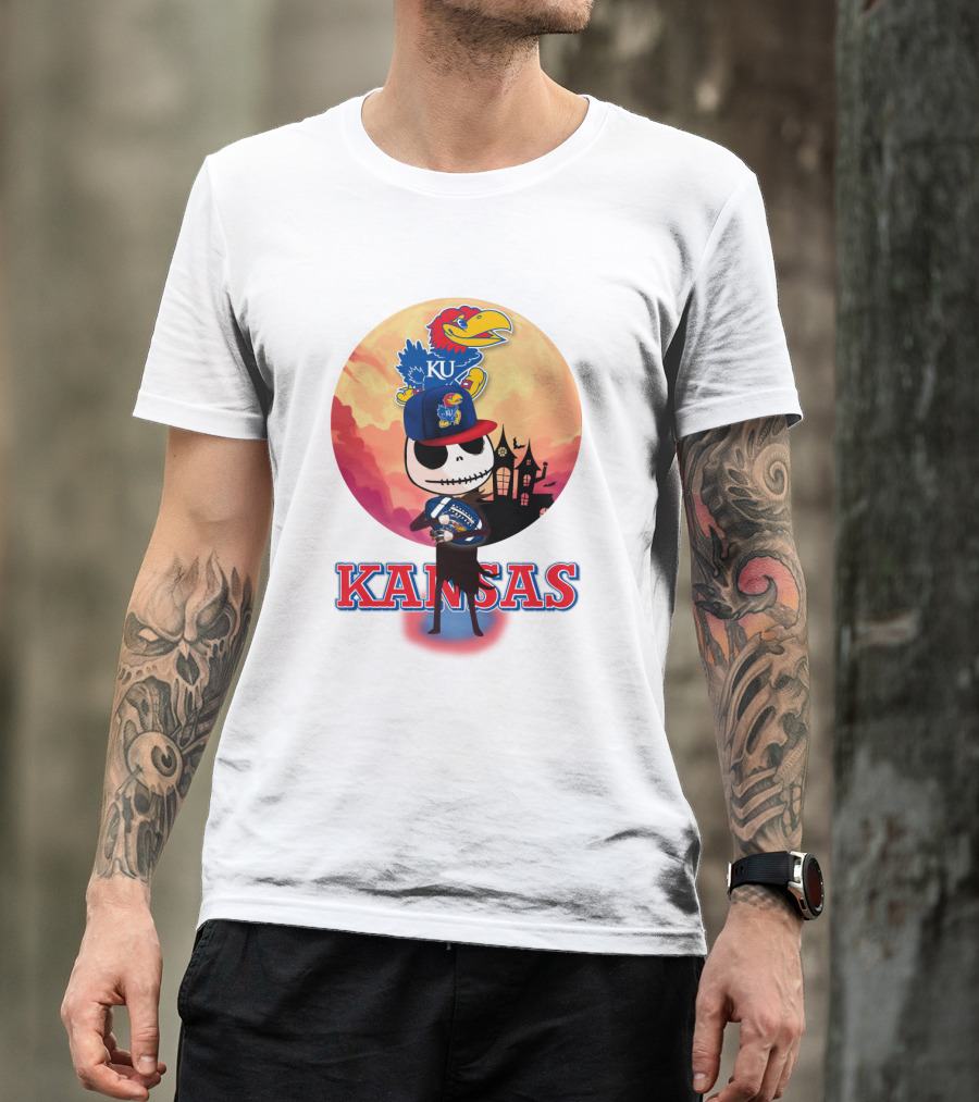 Kansas Jayhawks Jack Skellington Halloween Fan Gear T-Shirt