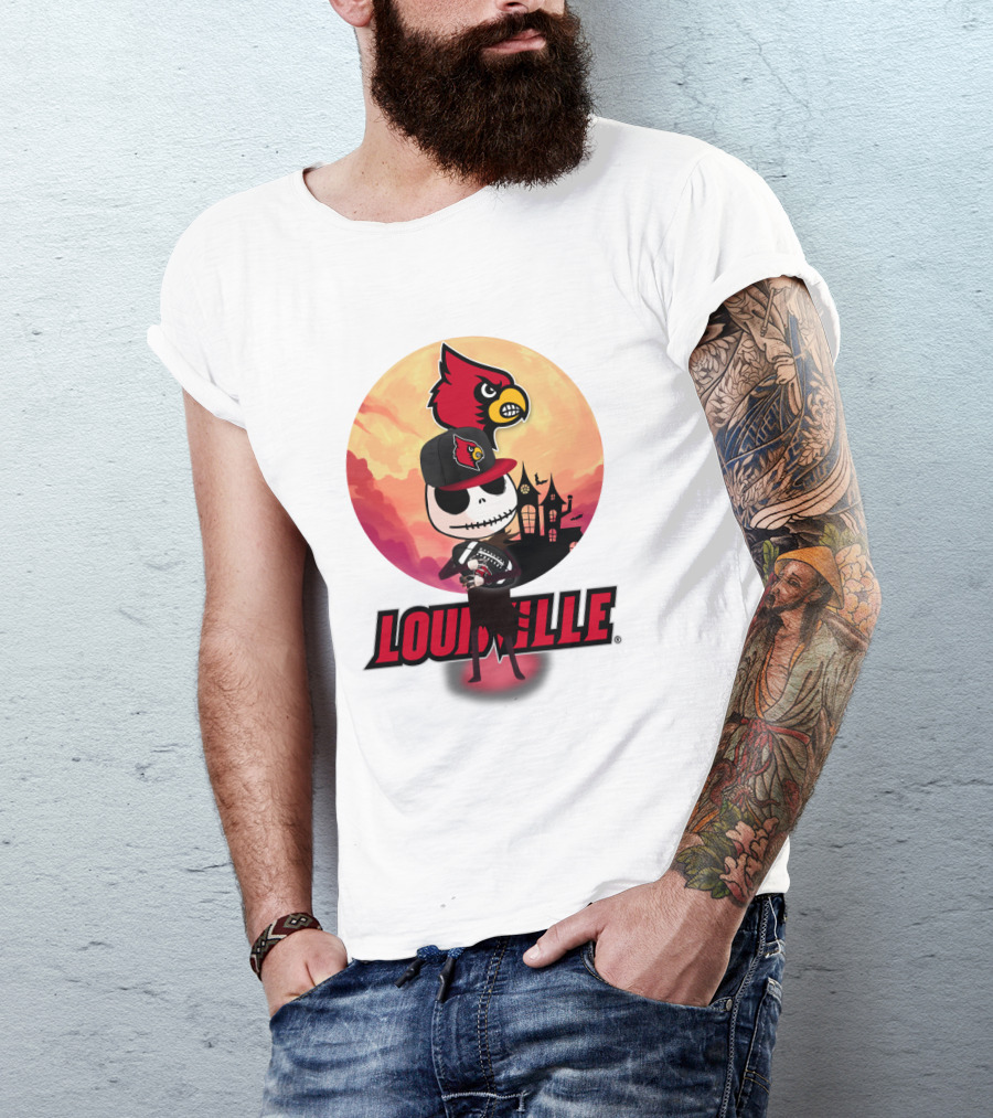 Louisville Cardinals Jack-O-Lantern Halloween Crossover Nightmare Before Christmas T-Shirt