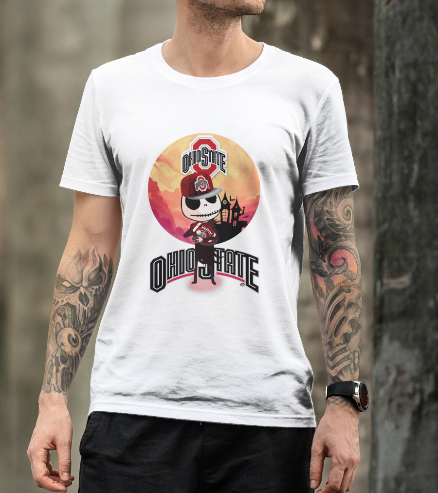 Ohio State Skeleton Character With Hat And Scarf T-Shirt