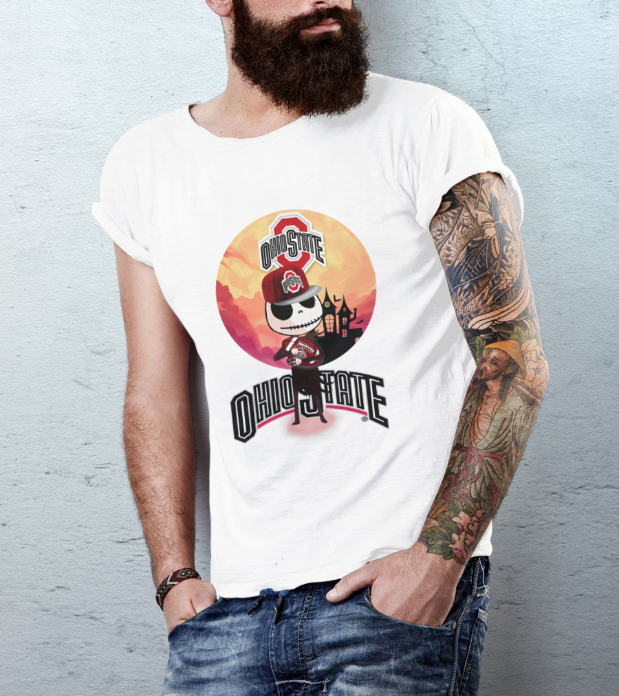Ohio State Skeleton Character With Hat And Scarf T-Shirt