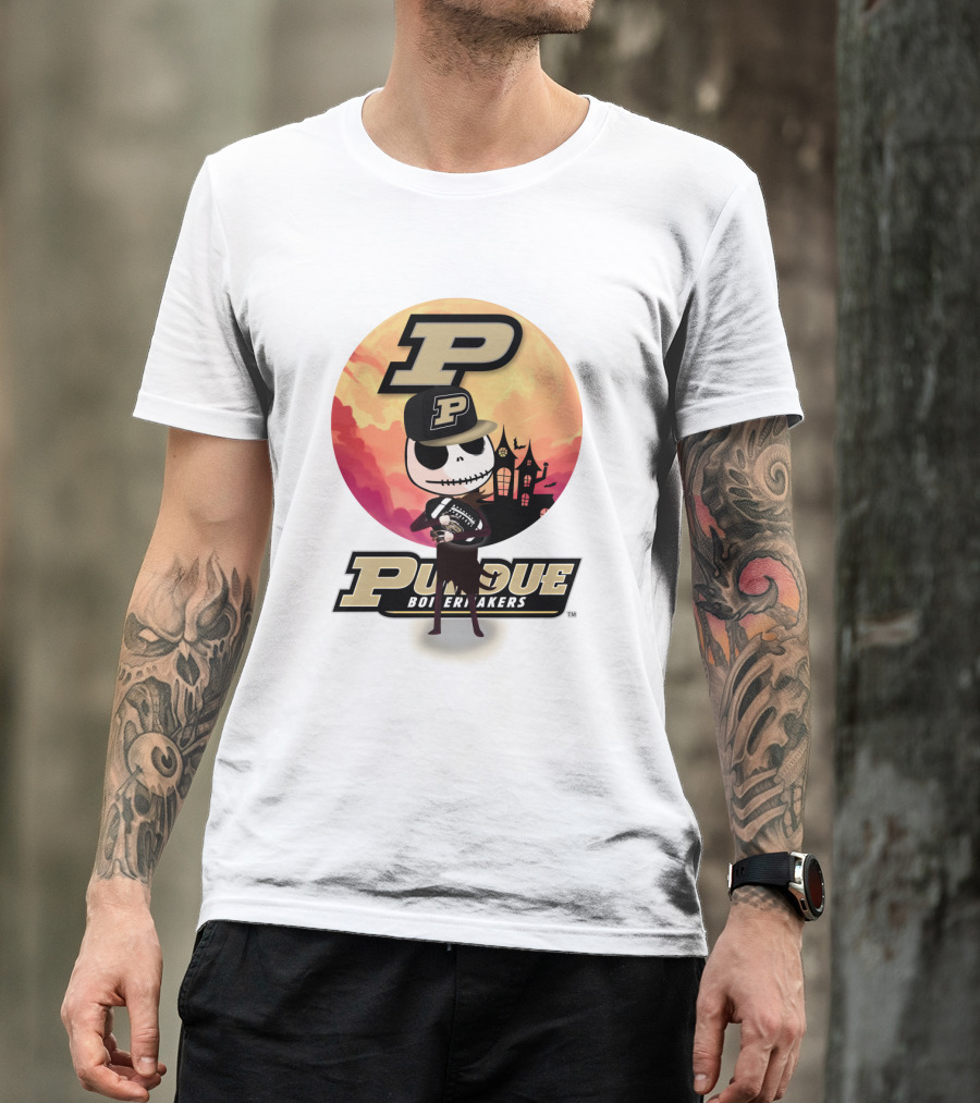 Purdue Boilermakers Skeleton Football Halloween T-Shirt