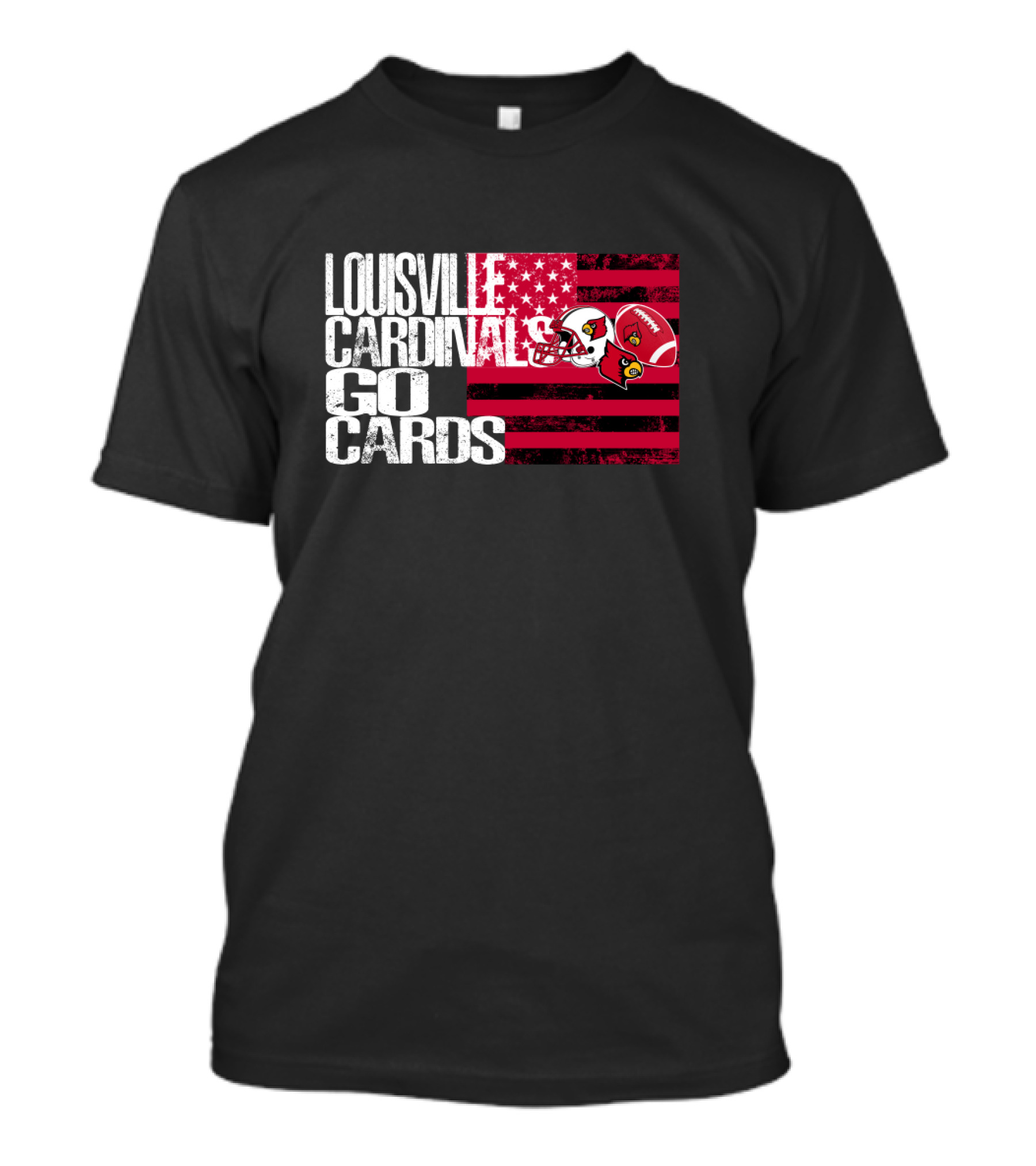 Louisville Cardinals Go Cards American Flag Helmet T-Shirt