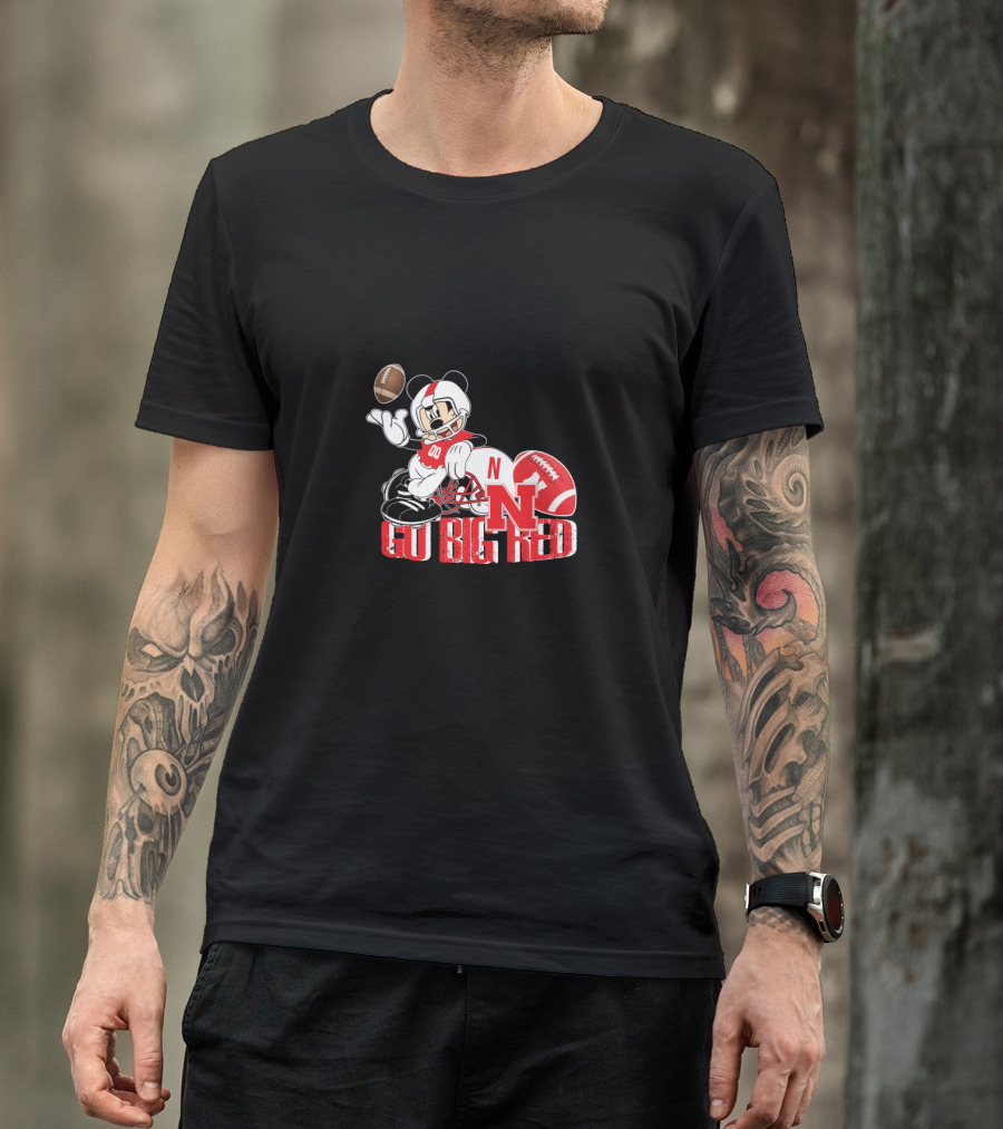 Go Big Red Nebraska Mickey Football T-Shirt