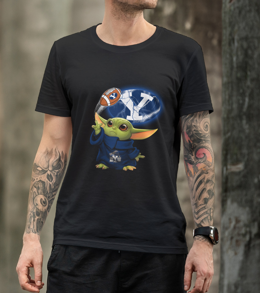 Byu Y Football Baby Yoda Using Force T-Shirt