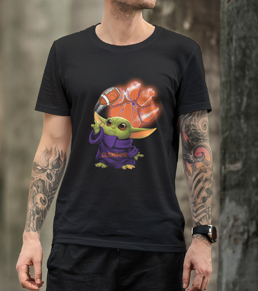 Clemson Football Paw And Baby Alien Character T-Shirt