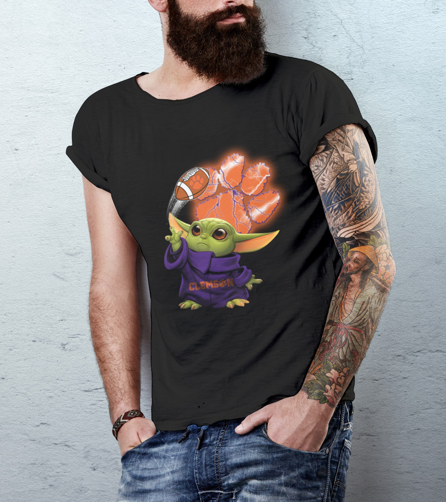Clemson Football Paw And Baby Alien Character T-Shirt